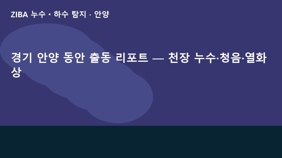 경기 안양 동안 출동 리포트 — 천장 누수·청음·열화상